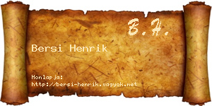 Bersi Henrik névjegykártya